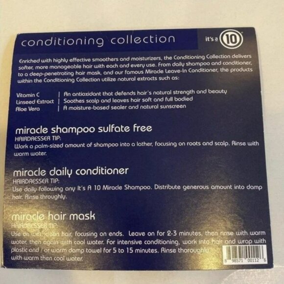 ITS A 10 3p Collection Moisture Shampoo Daily Conditioner Miracle Hair Mask Set - Picture 2 of 3